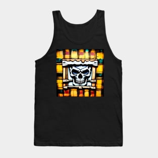 Skull Plaid Grunge Bleach Acid Wash Graphic Skate Punk Tank Top